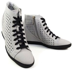 LUIGI TRAINI 🇮🇹 WOMEN'S GREY SUEDECOMFORT SUMMER WEDGE ANKLE BOOTIE